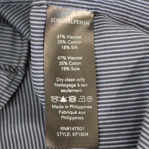 Kobi Halperin Womens Brittany Striped Button Down Blouse Blue Ruffles Size L EUC - Picture 4 of 6